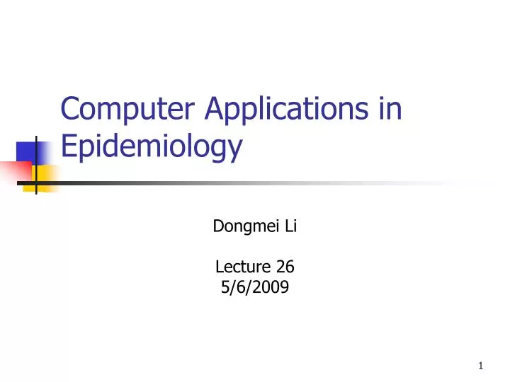 computer applications in epidemiology