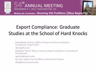 Export Compliance: Graduate Studies at the School of Hard Knocks