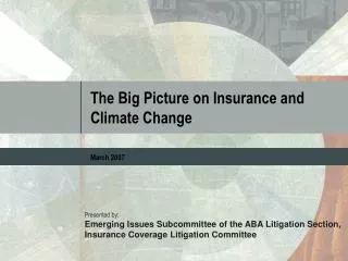 The Big Picture on Insurance and Climate Change