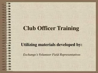 Club Officer Training