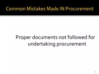 Common Mistakes Made IN Procurement