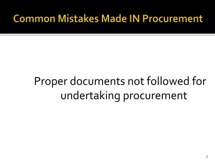 common mistakes made in procurement