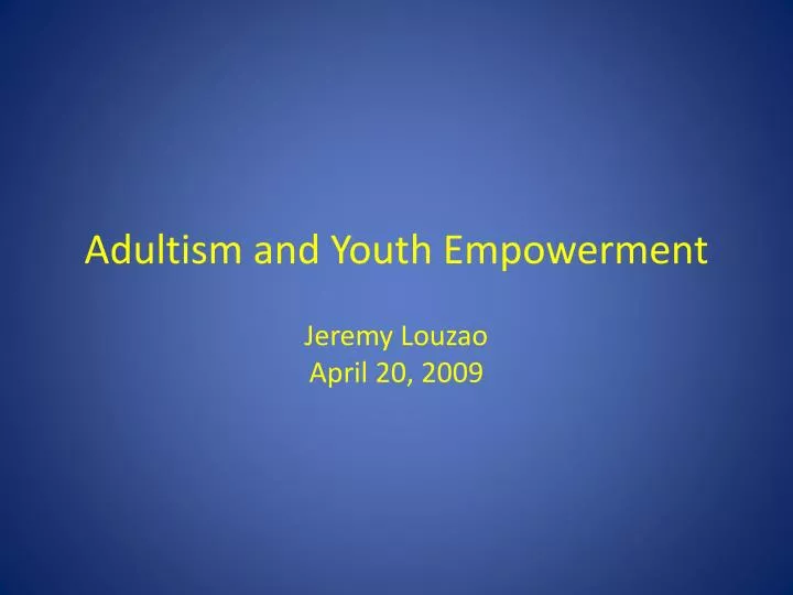 adultism and youth empowerment