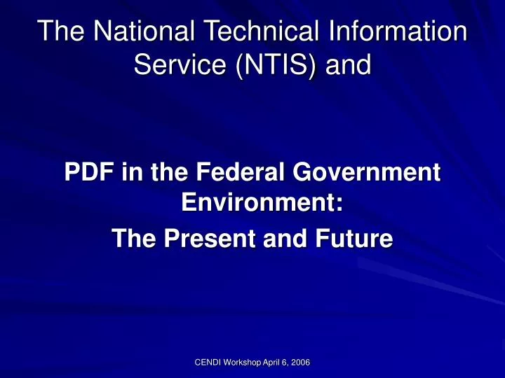 the national technical information service ntis and
