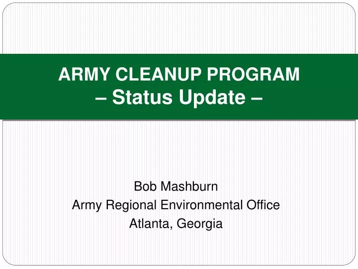 army cleanup program status update