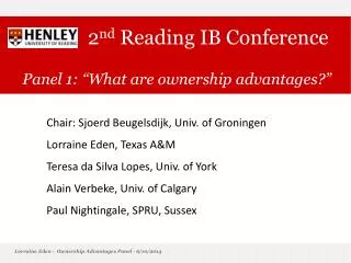 2 nd Reading IB Conference