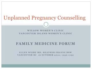 Unplanned Pregnancy Counselling