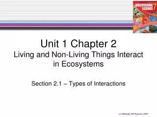 Unit 1 Chapter 2 Living and Non-Living Things Interact in Ecosystems