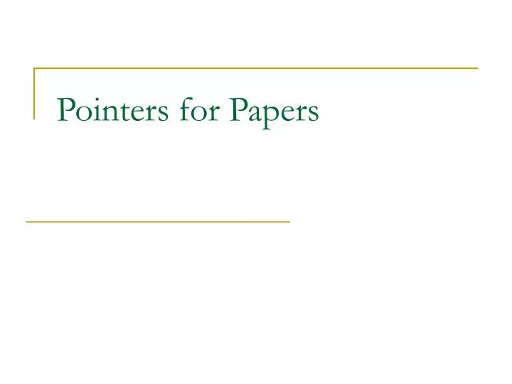 pointers for papers