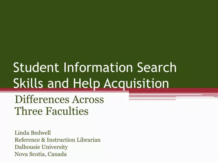 student information search skills and help acquisition