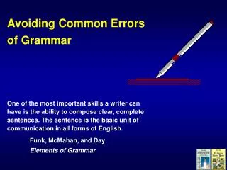 Avoiding Common Errors of Grammar