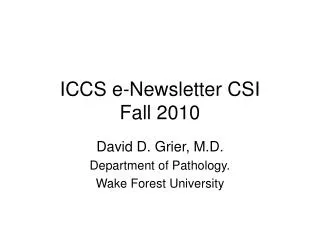 ICCS e-Newsletter CSI Fall 2010