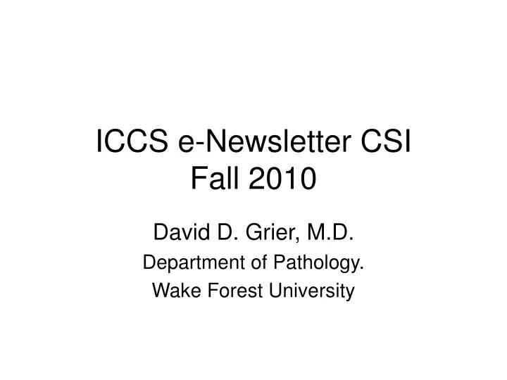 iccs e newsletter csi fall 2010
