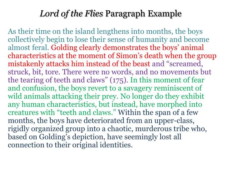 lord of the flies paragraph example