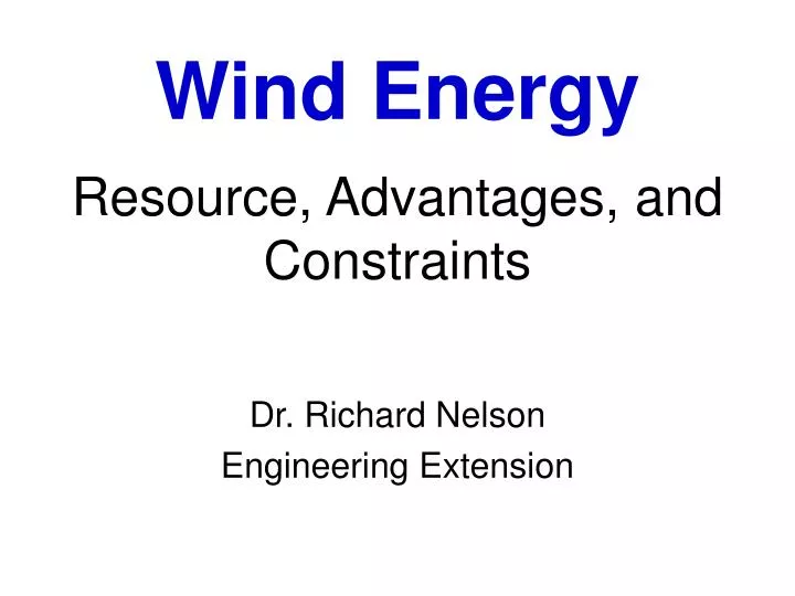 wind energy resource advantages and constraints