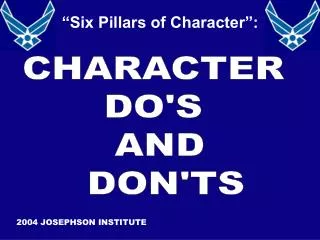 CHARACTER DO'S AND DON'TS