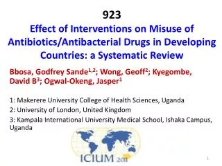 923 Effect of Interventions on Misuse of Antibiotics/Antibacterial Drugs in Developing Countries: a Systematic Review