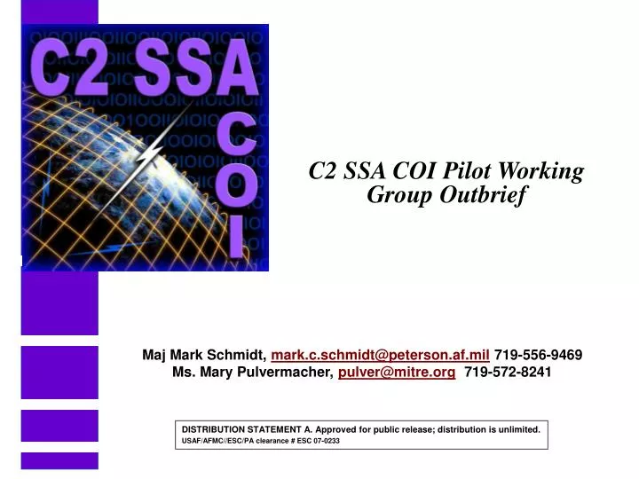 c2 ssa coi pilot working group outbrief