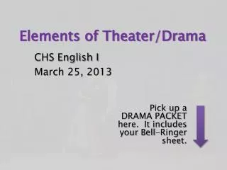 Elements of Theater/Drama