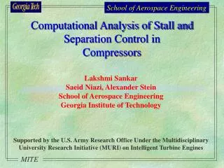Computational Analysis of Stall and Separation Control in Compressors