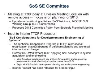 SoS SE Committee