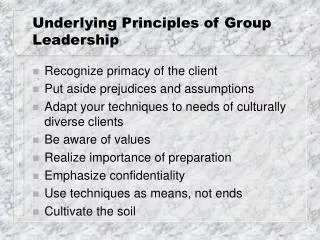 Underlying Principles of Group Leadership