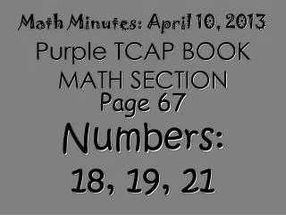 Math Minutes: April 10, 2013