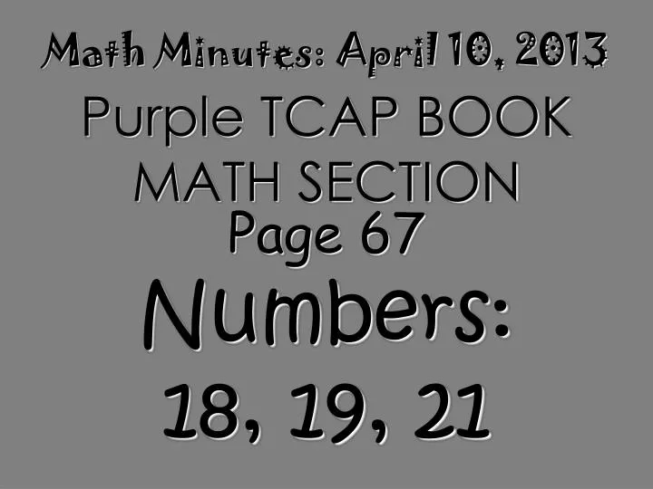 math minutes april 10 2013
