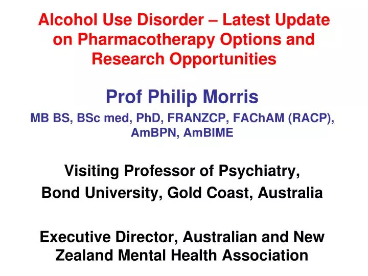 alcohol use disorder latest update on pharmacotherapy options and research opportunities