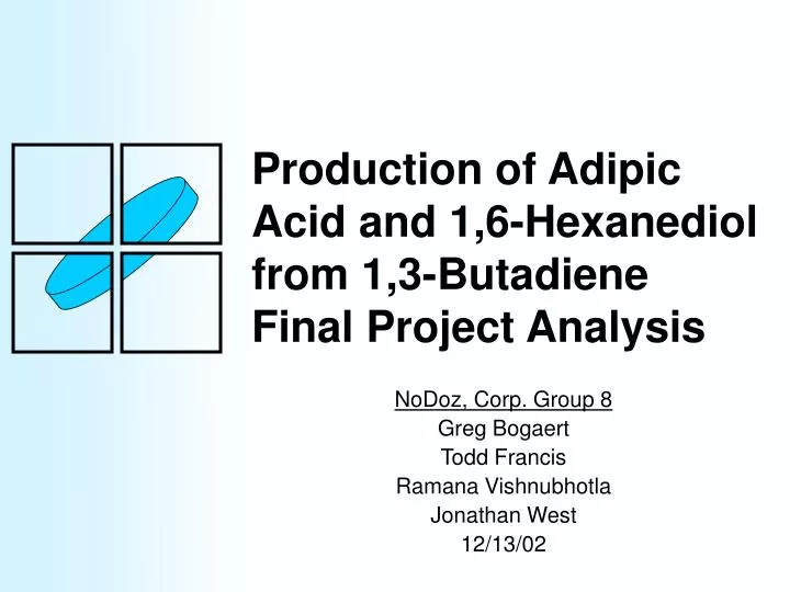 production of adipic acid and 1 6 hexanediol from 1 3 butadiene final project analysis