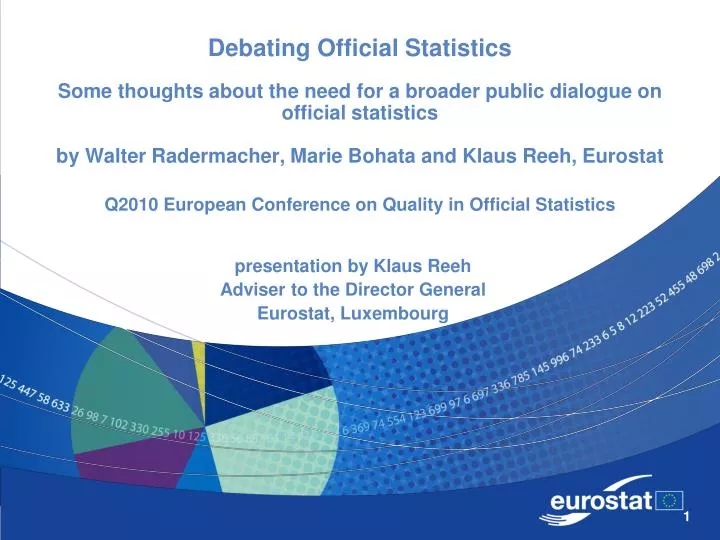 presentation by klaus reeh adviser to the director general eurostat luxembourg