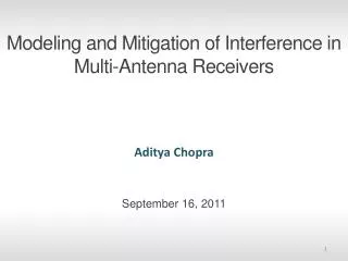 Modeling and Mitigation of Interference in Multi-Antenna Receivers