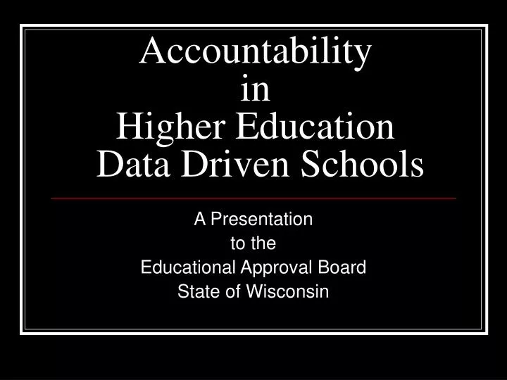 accountability in higher education data driven schools