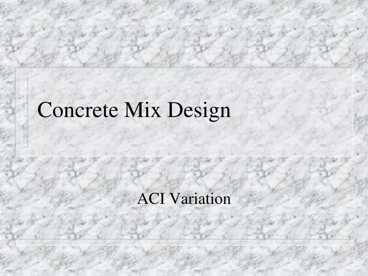 concrete mix design