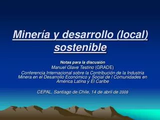 miner a y desarrollo local sostenible