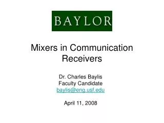 Mixers in Communication Receivers