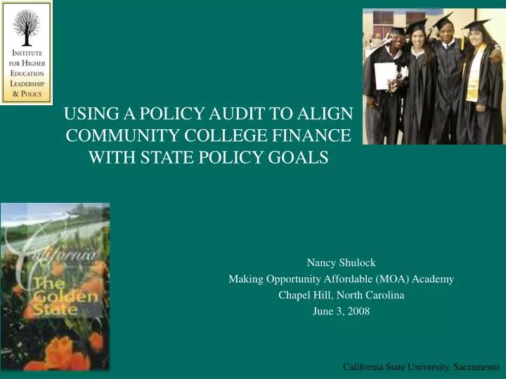 using a policy audit to align community college finance with state policy goals