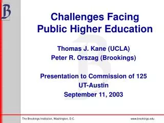 Challenges Facing Public Higher Education