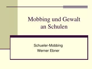 mobbing und gewalt an schulen