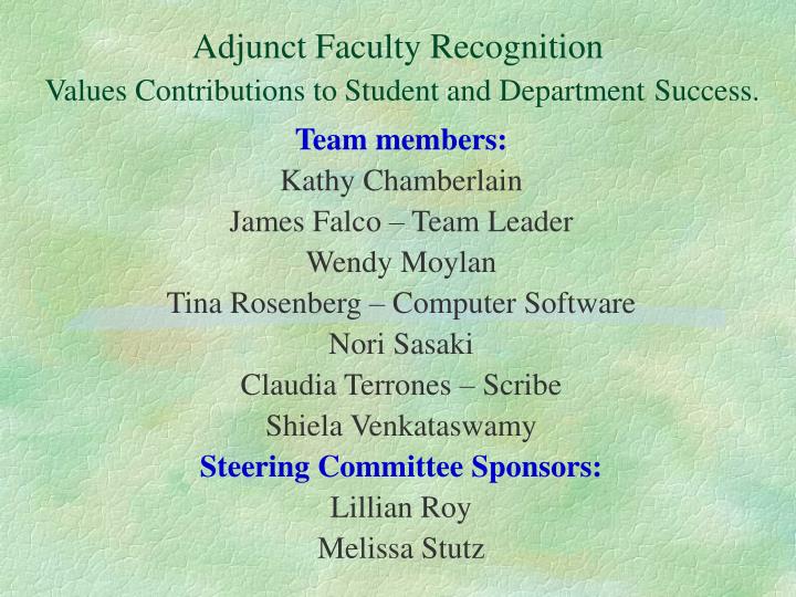 adjunct faculty recognition values contributions to student and department success