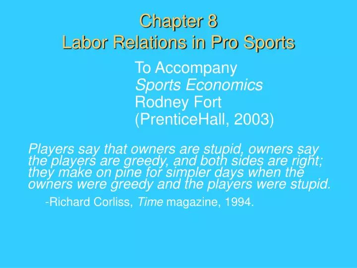 chapter 8 labor relations in pro sports