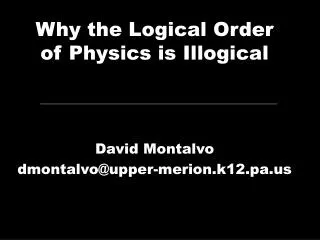 Why the Logical Order of Physics is Illogical