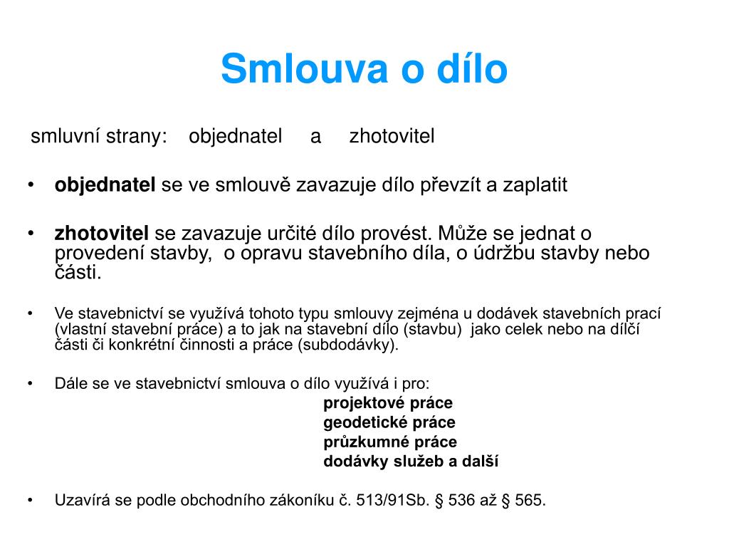 PPT - Smlouva o dílo PowerPoint Presentation, free download - ID:1458485