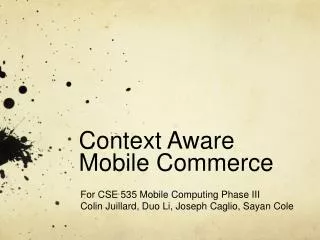 Context Aware Mobile Commerce