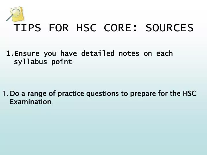 tips for hsc core sources