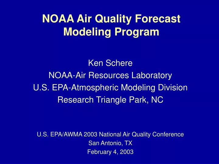noaa air quality forecast modeling program