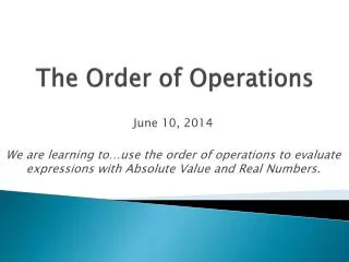 the order of operations