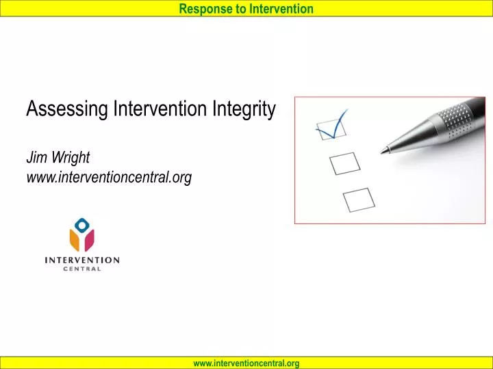 assessing intervention integrity jim wright www interventioncentral org