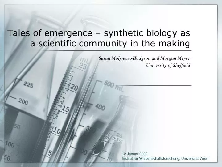 tales of emergence synthetic biology as a scientific community in the making