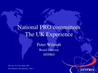 National PRO committees The UK Experience